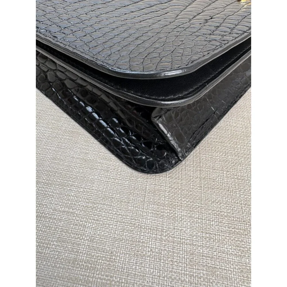 CHANEL Black Crocodile CC Flap Bag Small GHW